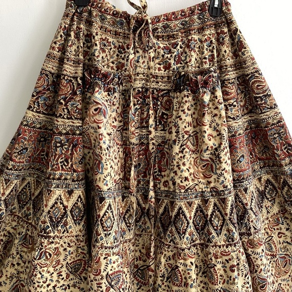 Tiered boho cottagecore upcycled bedspread elastic drawstring maxi skirt SM - XL - Picture 8 of 11